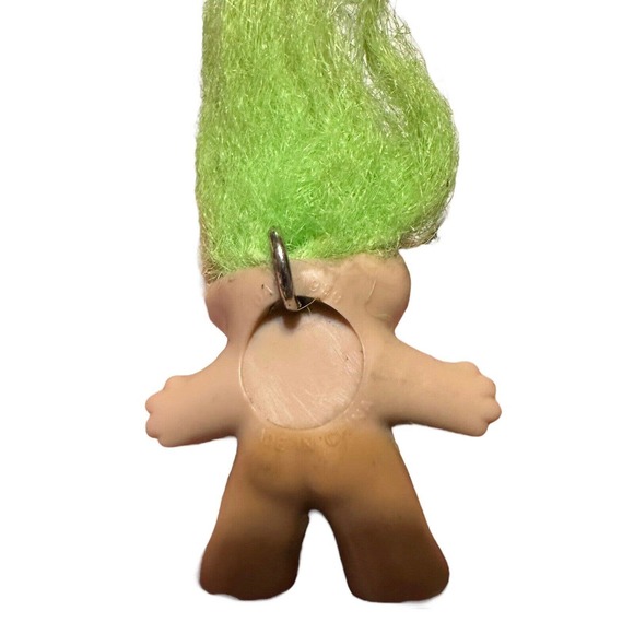 Vintage Troll DAM 1989 Mini Doll Pendant Keychain Ring Green Hair - Picture 6 of 8
